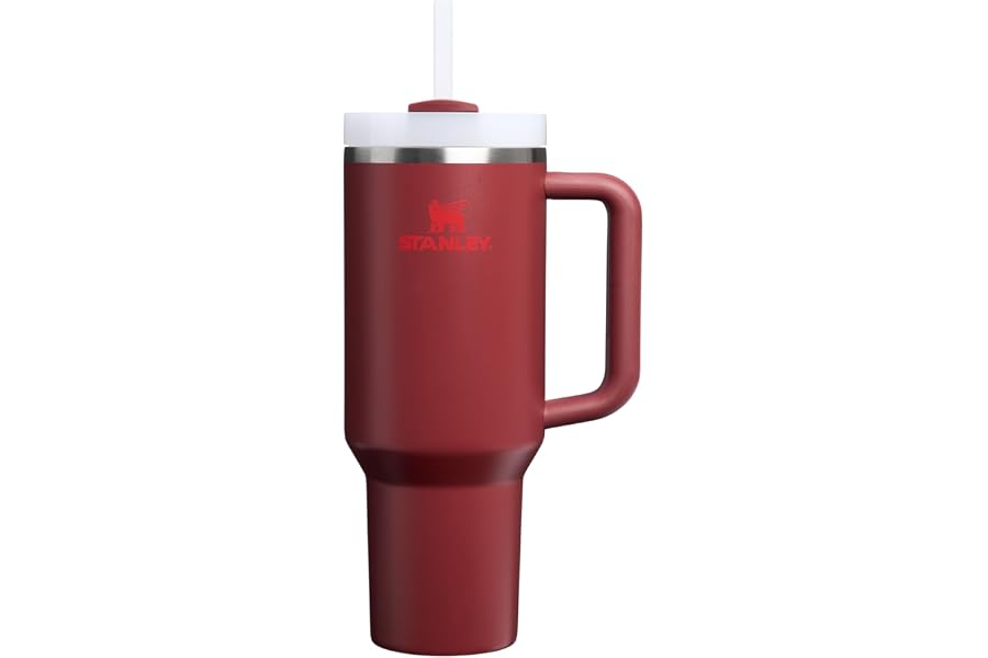 STANLEY Quencher H2.0 Flow State Tumbler, 40 oz, Cranberry | Handle and Straw | 3-Position Lid | Cup Holder Compatible for Travel | Insulated Stainless Steel Cup | BPA-Free