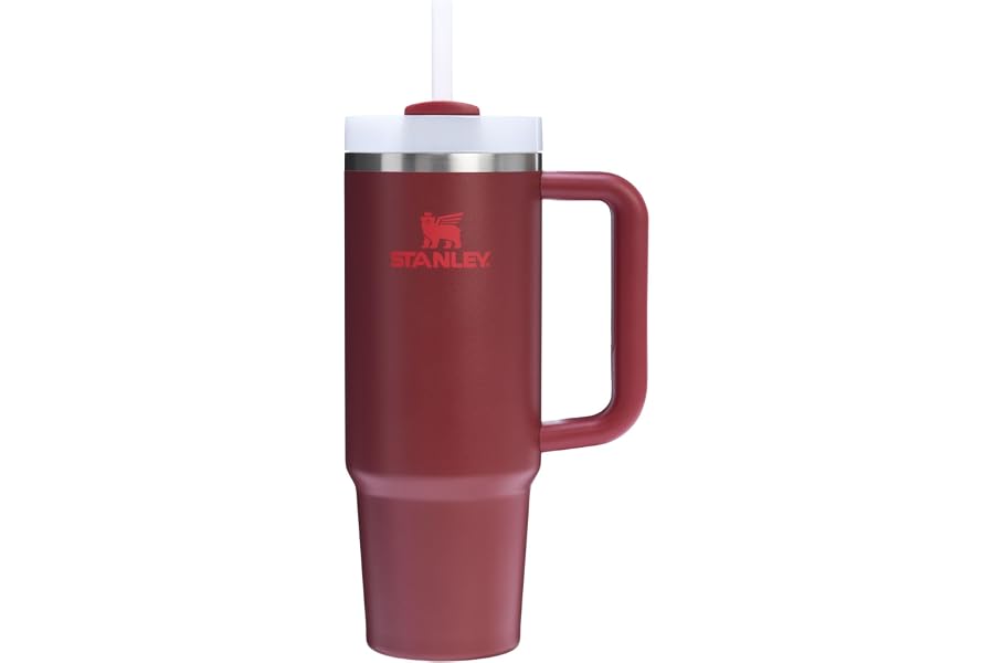 STANLEY Quencher H2.0 Flow State Tumbler, 30 oz, Cranberry | Handle and Straw | 3-Position Lid | Cup Holder Compatible for Travel | Insulated Stainless Steel Cup | BPA-Free