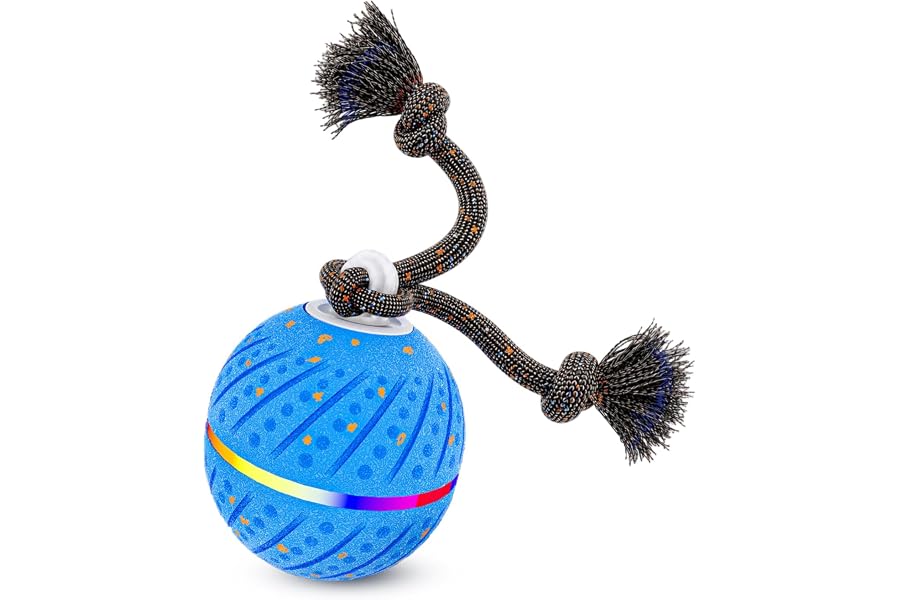 Smart Interactive Dog Toys Ball for Aggressive Chewers Medium Large,E-TPU | Auto-Moving & Bouncing Ball, 2 Modes with RGB Lig