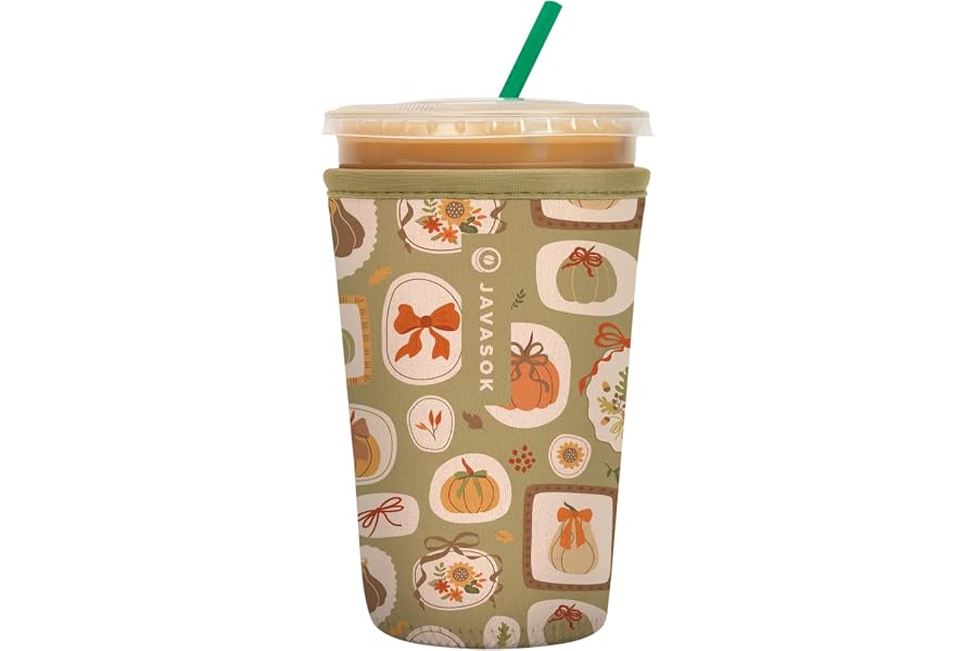 Sok It JavaSok Iced Coffee & Cold Soda Insulated Neoprene Cup Sleeve (The Pumpkin Gallery, Medium: 22-28oz)