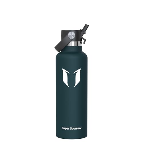 Sparrow Botella Agua Acero Inoxidable 750ml FlipFlow Botella Termica Pajita | Cantimplora, Termo Agua, Isotermica, Caliente, Fria, Antifugas, Sin BPA, Apta Lavavajillas, Gimnasio, Deporte, Viaje