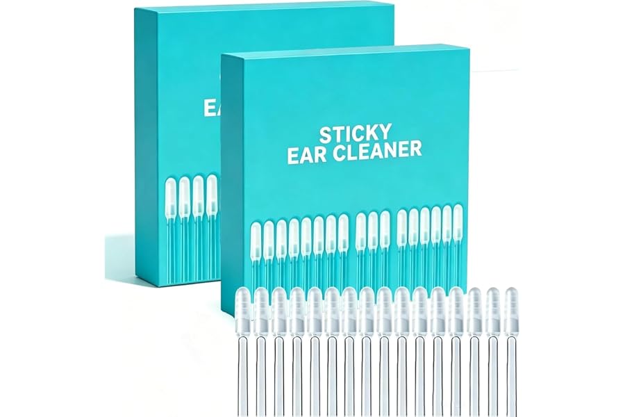Sticky Ear Cleaning Sticks, Gentle Adhesive Ear Picks for Ear Wax Removal, Reusable Soft Rubber Ear Cleaning Tools, Home Personal Care Kit(2 Boxes 48 Counts)