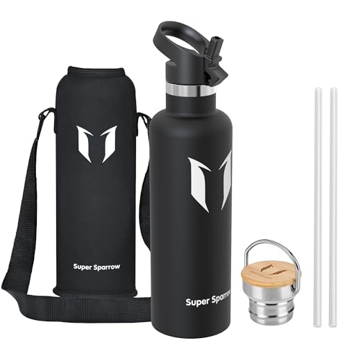 Super Sparrow Gourde Isotherme - Bouteille Isotherme - 1000ml - Gourde Inox Bouche Standard - Gourde Sport Étanche - Gourde Enfant sans BPA, pour Sport, Gym, Voyage
