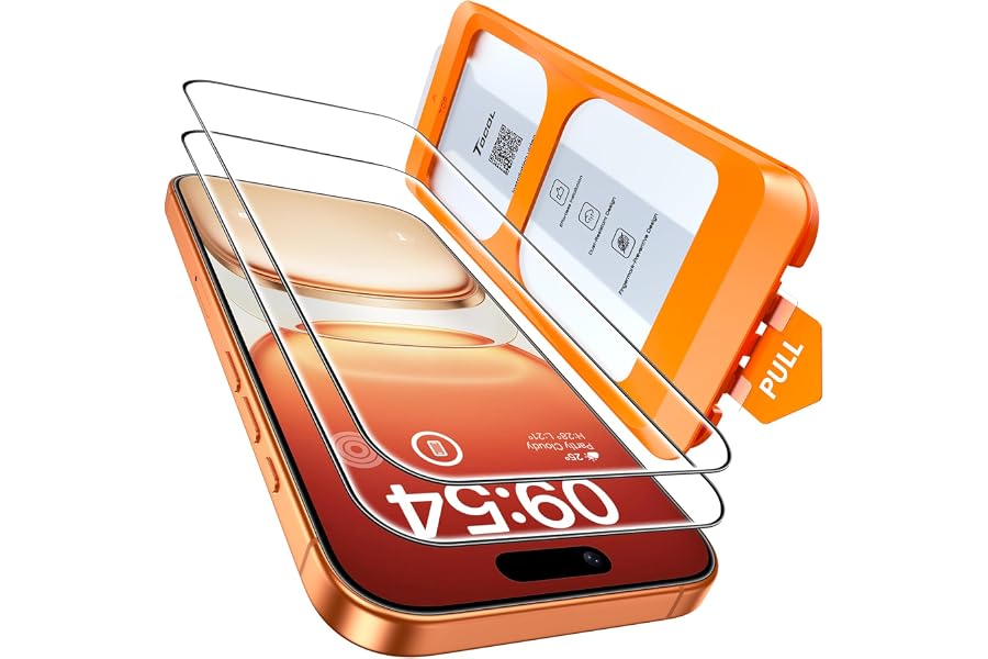 TOCOL for iPhone 17 Pro Max Screen Protector, Easy Installation | Bubble-Free, 9H+ Tempered Glass, 8FT Military Grade Shatterproof, Anti-Scratch, Case Friendly HD Clear 6.9" 2 Pack
