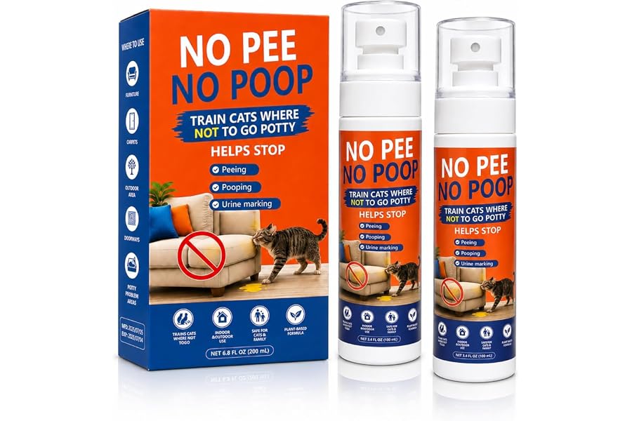 TPBEHMZ Cat Deterrent Spray NO Pee Cat Training Spray for Indoor Cats, Helps Stop Repeat Peeing & Urine Marking, Gentle Formula Safe for Furniture, 2 Pack 100ml，Floors & Home 7.0 Oz