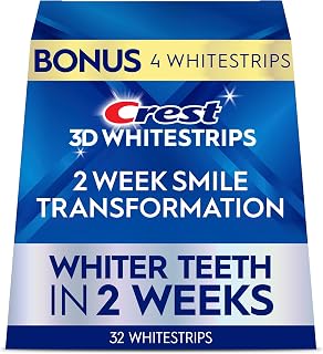 Teeth Whitening Strips, Crest 3D Whitestrips 2 Week Smile Transformation, Enamel Safe Teeth Whitening Kit, 16 Treatments (32 Strips), Whiter Teeth in 2 Weeks, 11 Levels Whiter