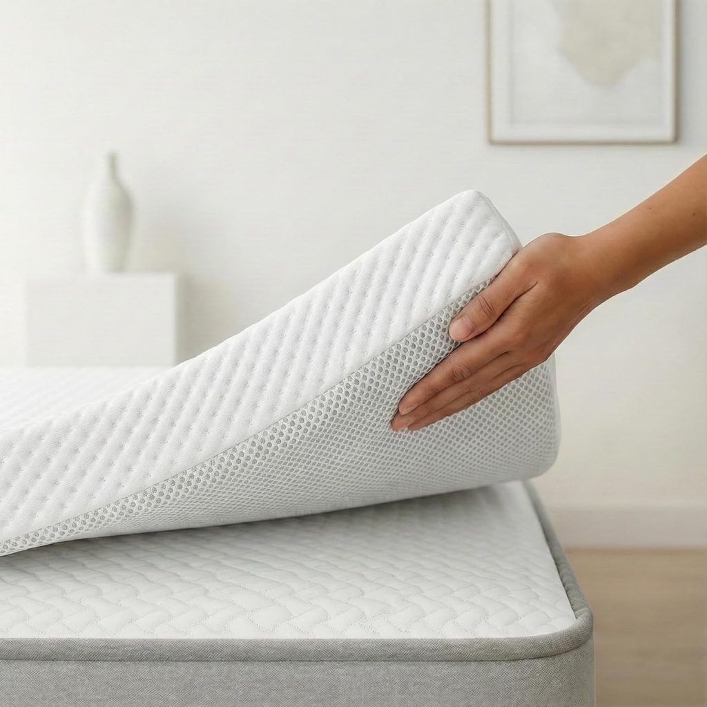 Topper Viscoelástico 135x190 cm – Grosor 8 cm | Fabricado en España | Alivia la Presión | Reduce la Tensión Corporal | 100 % Viscoelástica | Funda Transpirable Desenfundable y Lavable | CertiPUR