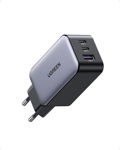 UGREEN Nexode 65W USB-C-Charger, 3 poorten, GaN-lader, PPS-oplader 60W | Compacte lader, snellader voor laptops, compatibel met MacBook Air/Neo, iPhone 17-8-serie en iPads (zwart)