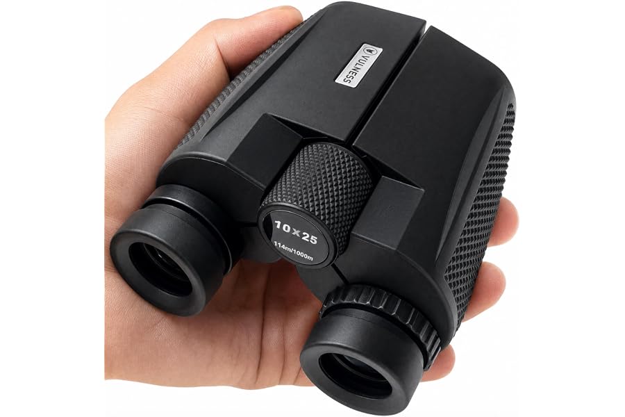 VULNESS 10x25 Binoculars for Adults, Compact for Bird Watching & Cruises | Folding pocket optics with BAK4 prism and FMC lens