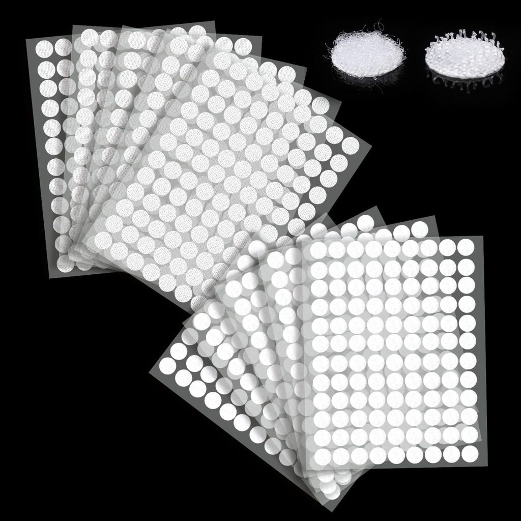 Vinabo Pegatinas Redondas Autoadhesivas, 1080 Piezas, 10 mm | 540 Pares de Ganchos y Bucles, Puntos para Rayar, Para Bricolaje y Manualidades