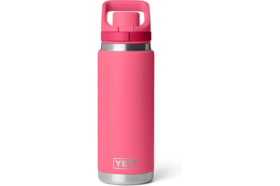 YETI Rambler 18 oz Leakproof Bottle with Flip Chug Cap, Tropical Pink | Double-Wall Vacuum Insulated, 100% Leakproof Magnetic C-Lock, Lockable Covered Spout, 18/8 Stainless Steel, Cupholder Fit