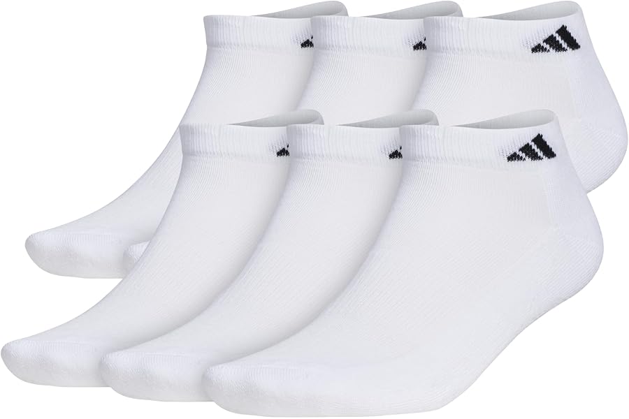 adidas Men's Athletic Cushioned Low Cut Ankle Socks 6 Pairs | 6-Pack, Targeted Cushioning, Arch Support, Breathable Moisture-Wicking, Reinforced Heel & Toe, All-Day Comfort