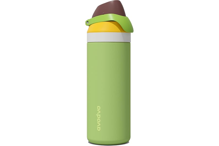 avodvo 24 oz Insulated Water Bottle with Straw, Leakproof Dual-Sip Lid | Stainless Steel Water Bottle Keeps Cold 24H, BPA-Free, Fits Car Cup Holder, for Gym, Travel, Sports, School, Sage Latte