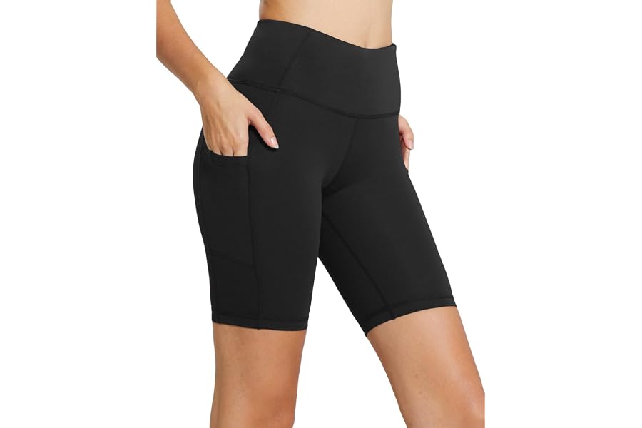 baleaf Women's High Waist Biker Shorts with 3 Pockets