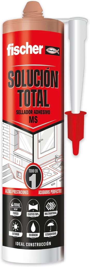 fischer - Solución Total Terracota | Silicona Terracota Exterior y Sellador Adhesivo MS | Ideal para Hormigón, Ladrillo y Más | 290 ml