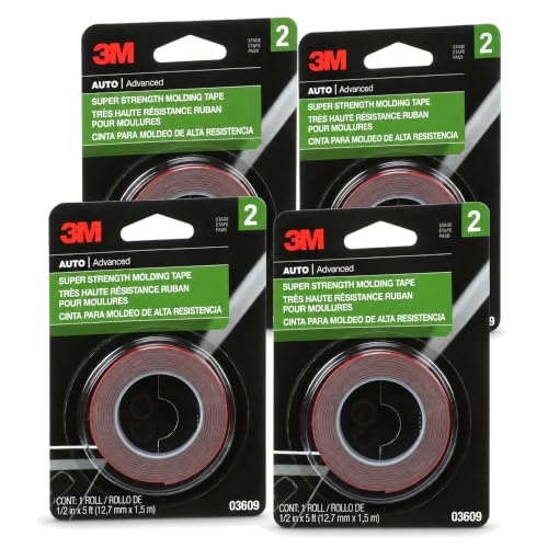 3M Super Strength Molding Tape 03609, 1/2 in x 5 ft, 4 Rolls