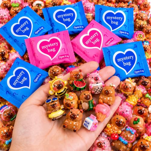 50pcs Capybara Mystery Blind Bags, Cute Mini Capybara Figures Collection, Kawaii Resin Animal Surprise Miniature Toys for Kids, Dollhouse Accessories Fairy Garden Decor DIY Crafts, Party Favors Gifts