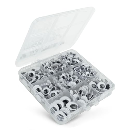 520 Pcs Wiggle Googly Eyes with Self-Adhesive | 6mm 8mm 10 mm 12mm 15mm Mixed Packaging