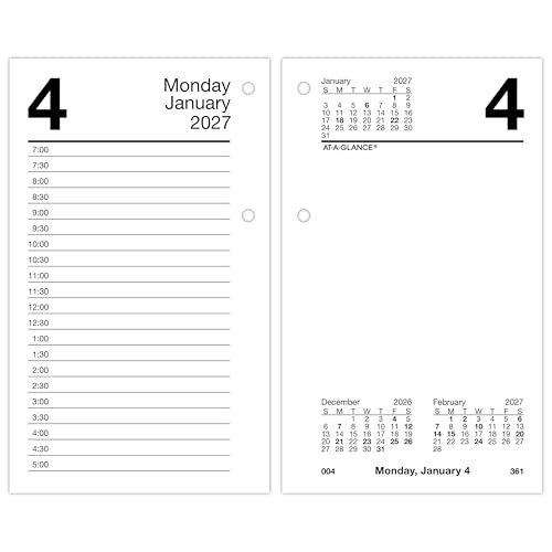 AT-A-GLANCE 2027 Desk Calendar Refill for E1700 Base, Daily Desk Pad Refill, 3.5" x 6", Standard, Loose-Leaf (E7175027)