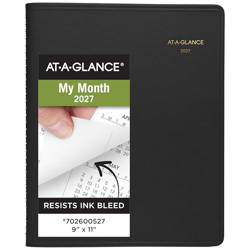 AT-A-GLANCE 2027 Planner, Monthly, 15-Month Jan-Mar, 9" x 11", Unruled Daily Blocks, Black (702600527)