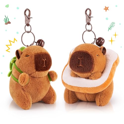 Achwishap 2pcs Brown Capybara Plush Keychains, Animals Keychain Bag Charm
