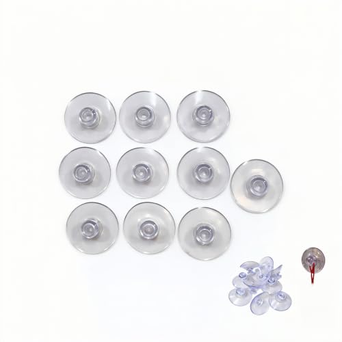 Aissmmeio 3cm Clear PVC Suction Cups No Hook, 10 Pack Mushroom Head Transparent Suction Pads, Reusable Anti-Collision Small Suction Cup for Glass, Tile, Bathroom & Kitchen Smooth Surface Decor Fixed