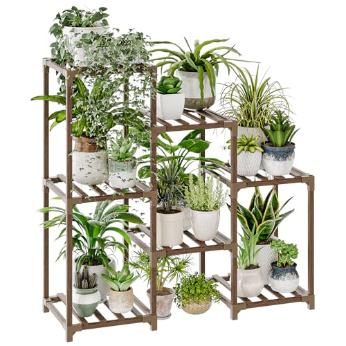 Bamworld Plant Stand Indoor Plant Shelf Outdoor Wood Plant Rack