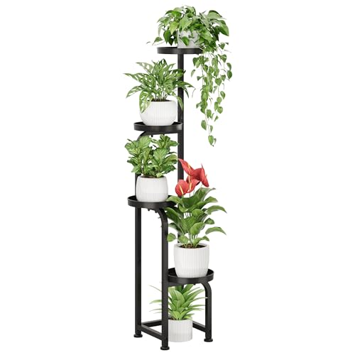 Bamworld Tall Plant Stand Indoor Outdoor 4 Tier Corner Plant Shelf | Save Floor Space with a Tall Narrow Design that Organizes Multiple Plants in One Vertical Flower Stand(Patent Design)