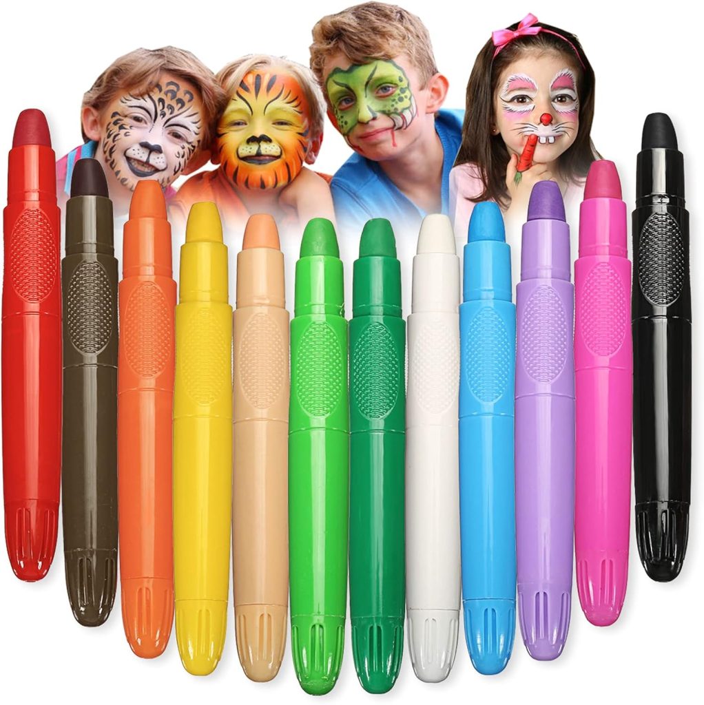 Beesjuy Pinturas Cara para Niños,12 Colores Pinturas para La Cara | Pinturas Faciales No Toxica, Hipoalergenicas, Lavable, Pintura Corporal Embarazadas, Pinturas Cara Carnaval, Cosplay