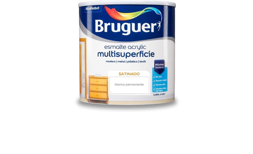 Bruguer Acrylic Multisuperficie Esmalte al agua Satinado Blanco Permanente 250 ml