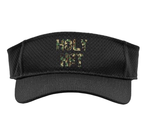 Camo Holy HIIT I Funny Camouflage Lover Workout Fitness Sport Sun Visor, Adult, One Size, Black