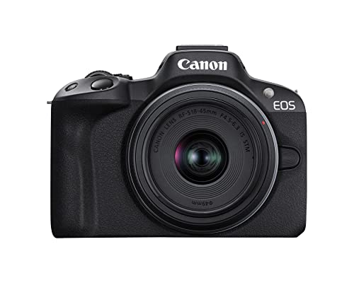 Canon EOS R50 Mirrorless Camera RF-S18-45mm F4.5-6.3 is STM Lens Kit | 24.2 Megapixel CMOS (APS-C) Sensor, 4K Video, Vlogging, Content Creation, Photography, Digital Camera, Black