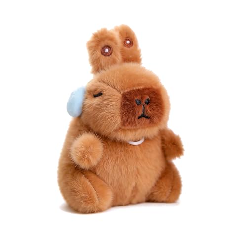 Capybara Plush 6 Inch, Cute Capybara Plush Keychain with Moving Ears