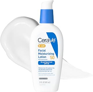 CeraVe AM Daily Facial Moisturizer with SPF 50, Face Sunscreen, 3oz