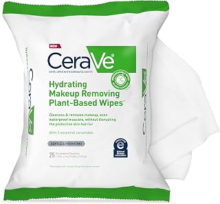 CeraVe Makeup Remover Wipes, Plant Based Face Wipes with Glycerin, 25ct