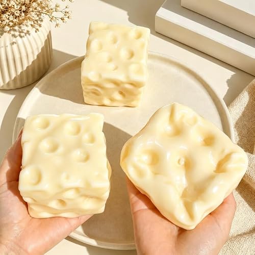 Cheese Squishy Toy – Coconut Oil Squishy Scentless Anti-Pop No Rebound Dough Texture Stress Relief Fidget Toy for Adults, Anxiety Relief Sensory Tool