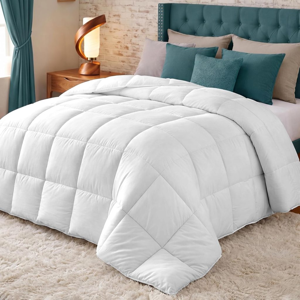 Couette Chaude Utopia Bedding Sans Housse, 220x240 cm, 370 g/m², Blanc | Couette Épaisse Et Moelleuse, Matelassage À Carreaux, Lavable En Machine Et Idéale Pour Les Nuits Fraîches.