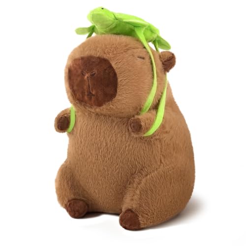 Cute Capybara Plush with Turtle Backpack, Stuffed Animal for Kids 9 Inch