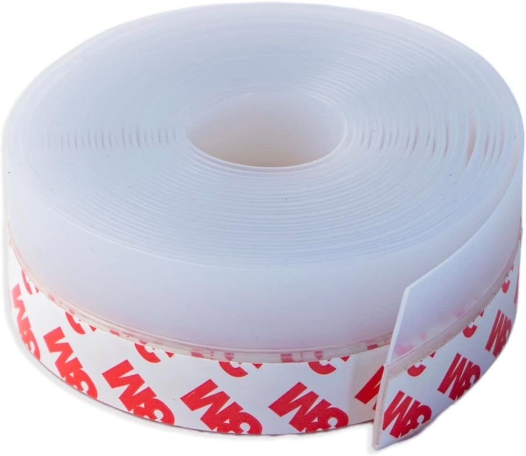 Dpm Tapes - Burlete Bajo Puerta de Silicona con Adhesivo 3M, Junta Recortable Anticorrientes para puertas, ventanas y mamparas compatibles, 35 mm x 5 m, Transparente