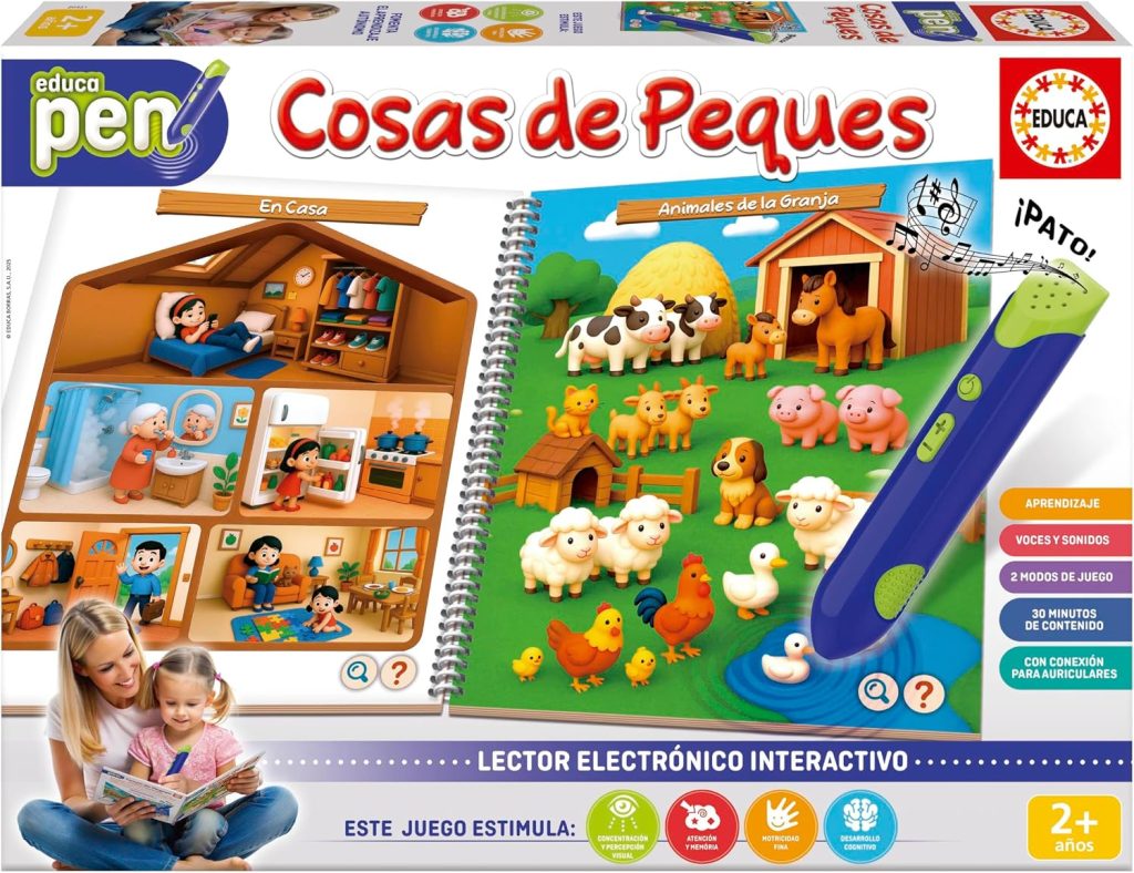 Educa - EducaPen Cosas de Peques | Juego Educativo Interactivo con Lápiz Óptico y Cuaderno de Actividades | Aprende Colores, Formas y Vocabulario | Niños 2 3 4 años (20321)