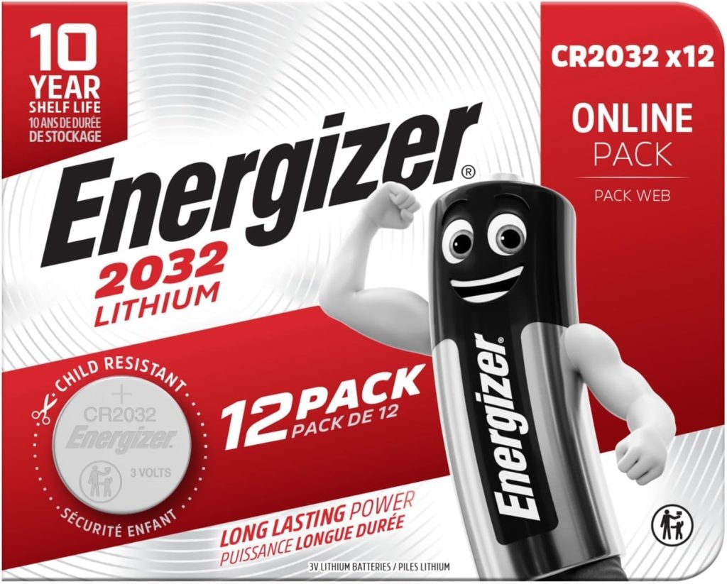 Energizer Lithium CR2032 Pile Bouton (Lot de 12), 3V pour AirTag | Clés, Maison, Sport et médical, Emballage sécurisé, Conservation 10 Ans [Exclusivité Amazon]