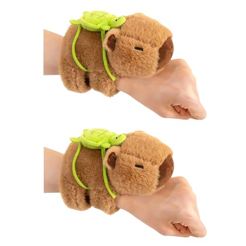FIAEUGZKM 2pcs 7" Capybara Slap Bracelet Plush, Stuffed Animal Toy for Kids