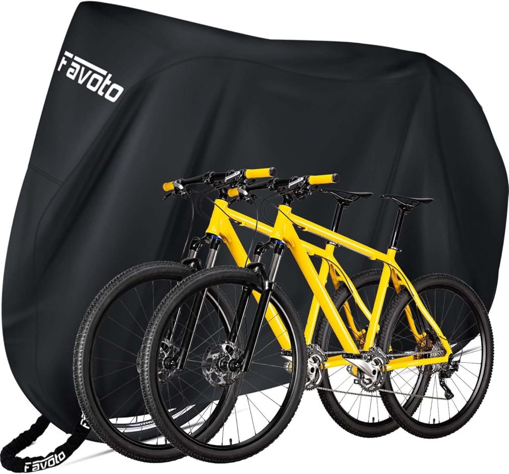 Favoto Housse Velo Exterieur Protection Impermeable pour 1-2 Vélos | Bâche Protection de Bicyclette Anti Poussière Pluie UV Neige pour Velo de Electrique/Course/Route/ VTT/Ville, 200x70x110cm