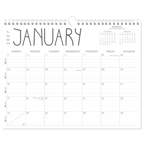 GuassLee 2027 wall calendar 12 month, Jan 2027-Dec 2027, 14"x11"