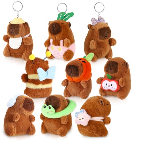 Guiqulai 9 Piece Capybara Plush Keychain Capybara Stuffed Animal Fashion
