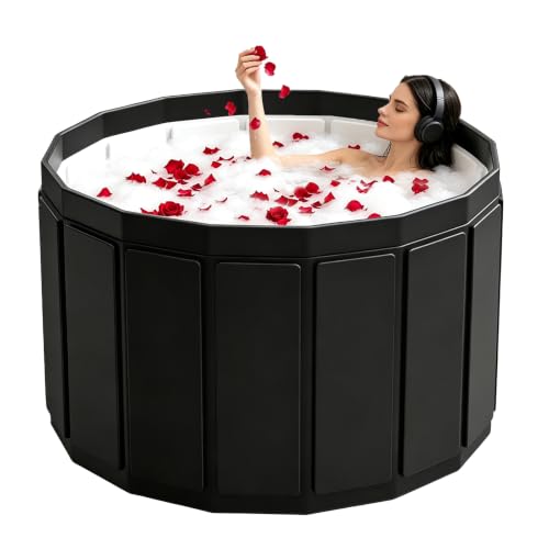 HAIKE Portable Bathtub Adult 153 Gal, 6-Layer Insulated Collapsible Tub with Dual Drainage, Non-Inflatable Foldable Bathtub for Adults, Portable Tub for Home Gyms Outdoor (Black 41.3x26.4 Inch)