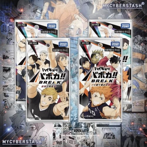 Haikyu! Booster Packs (4 Packs: 2× HV-P03, 1× HV-P02, 1× HV-P01) + Enamel Pin, Stickers & Credit Card Sleeve