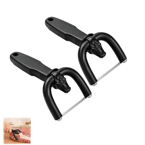 Handheld Meat Fat Trimming Tool, Non-Slip Beef and Pork Fat Remover for Brisket, Steak, Lamb, Bacon, BBQ Prep and Home Kitchen, 2-Pack