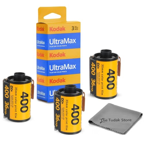 Kodak Ultramax 400 35mm Film - 3 Packs of 36 Exposure Rolls for 35mm Cameras Bundled with The Tudak Store Microfiber Cloth - 108 Exposures, ISO 400 Color Negative Film for 35mm Film Camera