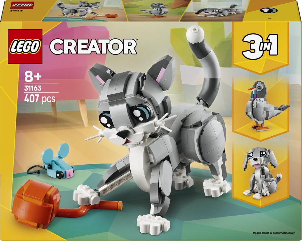 LEGO Creator 3-en-1 Le Chat Joueur 31163 | Jeu de construction pour fille dès 8 ans, figurine d'animal transformable en maquette de chien ou pigeon, cadeau, 407 pièces
